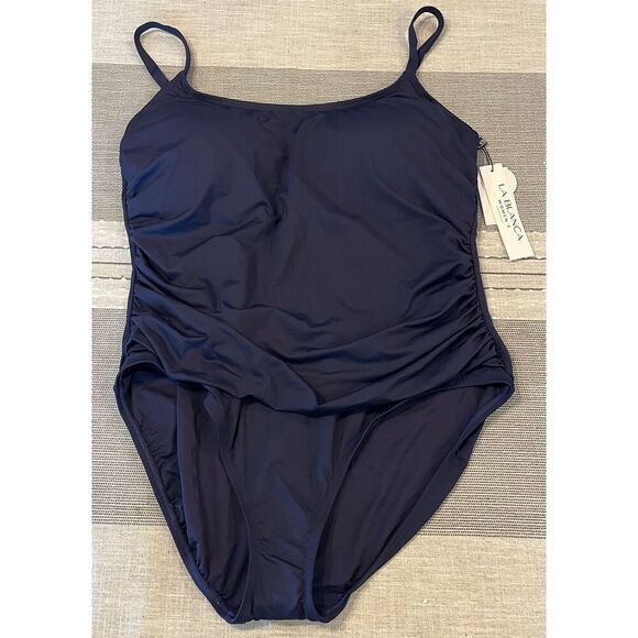 La Blanca Women's One Piece Swimsuit Island Goddess Shirred Side -20W - Picture 3 of 7